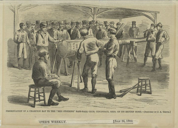 Baseball history photo: Cincinnati Red Stockings Newspaper Clipping.  Click photo to return to previous page.