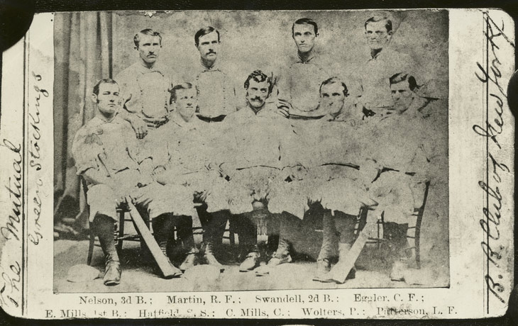 Baseball history photo: The Mutual Base Ball Club of New York, aka, the &ldquo;Green Stockings,&rdquo; 1870. Click photo to return to previous page.